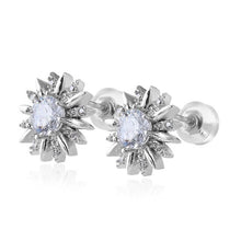 Load image into Gallery viewer, Men&#39;s Hip Hop Stud Earring Copper Material AAA CZ Stone Bling Iced Out Sunflower Earring Men Rock Jewelry Gold Silver Color
