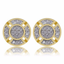 Load image into Gallery viewer, Mens Hip Hop Stud Earring AAA+ CZ Stone Pave Bling Ice Out Round Earrings Silver Screw Buckle for Men Hiphop Rapper Jewelry