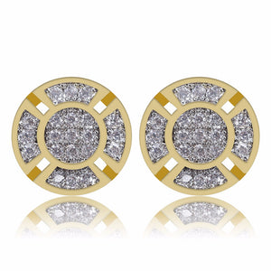 Mens Hip Hop Stud Earring AAA+ CZ Stone Pave Bling Ice Out Round Earrings Silver Screw Buckle for Men Hiphop Rapper Jewelry