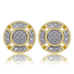Mens Hip Hop Stud Earring AAA+ CZ Stone Pave Bling Ice Out Round Earrings Silver Screw Buckle for Men Hiphop Rapper Jewelry