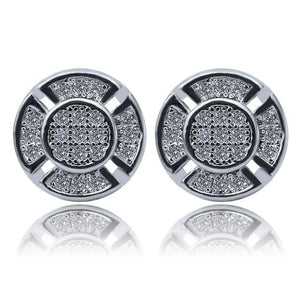 Mens Hip Hop Stud Earring AAA+ CZ Stone Pave Bling Ice Out Round Earrings Silver Screw Buckle for Men Hiphop Rapper Jewelry