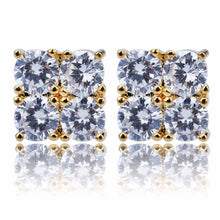 Load image into Gallery viewer, Mens Hip Hop Rapper Stud Earring AAA+CZ Zircon Paved Ice Out Bling Gold Silver Color Copper Earrings Hip Rock Jewelry