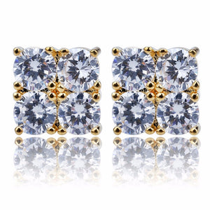Mens Hip Hop Rapper Stud Earring AAA+CZ Zircon Paved Ice Out Bling Gold Silver Color Copper Earrings Hip Rock Jewelry