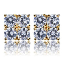 Load image into Gallery viewer, Mens Hip Hop Rapper Stud Earring AAA+CZ Zircon Paved Ice Out Bling Gold Silver Color Copper Earrings Hip Rock Jewelry