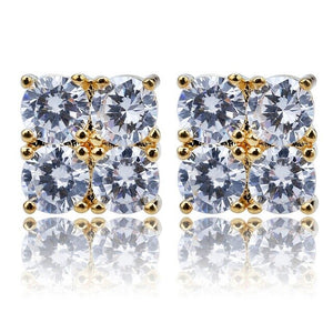 Mens Hip Hop Rapper Stud Earring AAA+CZ Zircon Paved Ice Out Bling Gold Silver Color Copper Earrings Hip Rock Jewelry