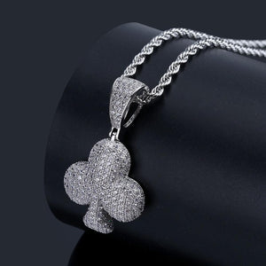 Micro Paved AAA CZ Stone Lucky Poker Pendants Heart Necklaces Men Hip Hop Bling Ice Out Rapper Jewelry Gold Party Gift