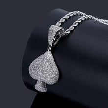 Load image into Gallery viewer, Micro Paved AAA CZ Stone Lucky Poker Pendants Heart Necklaces Men Hip Hop Bling Ice Out Rapper Jewelry Gold Party Gift