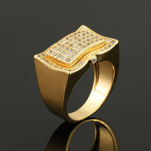 Load image into Gallery viewer, Hip Hop Micro Pave AAA Zircon Bling Ice Out Mens Ring Gold Silver Color Environmental Copper Square Rings for Men Jewelry