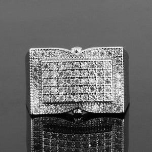 Hip Hop Micro Pave AAA Zircon Bling Ice Out Mens Ring Gold Silver Color Environmental Copper Square Rings for Men Jewelry