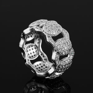 Hip Hop Bling Ice Out Copper AAA Zircon Women Rings Gold Silver Color CZ Stone Pave Round Rings Women Ladies Fashion Jewelry