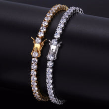 Load image into Gallery viewer, 4mm Cubic Zircon Tennis Chain Bracelet Bling Iced Out 1 Row AAA CZ Stone Men&#39;s Hip hop Copper Jewelry Gold/Silver/Rose Gold