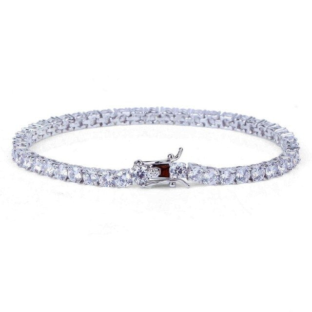 4mm Cubic Zircon Tennis Chain Bracelet Bling Iced Out 1 Row AAA CZ Stone Men's Hip hop Copper Jewelry Gold/Silver/Rose Gold