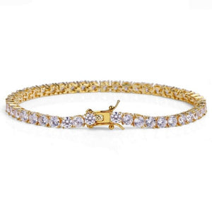 4mm Cubic Zircon Tennis Chain Bracelet Bling Iced Out 1 Row AAA CZ Stone Men's Hip hop Copper Jewelry Gold/Silver/Rose Gold