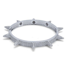 Load image into Gallery viewer, Micro Paved AAA Cubic Zirconia Stone Rivet Spike Open Cuff Bangle Women CZ Bracelet Men Hip Hop Bling Iced Out Rapper Jewelry