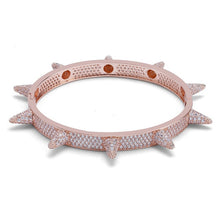 Load image into Gallery viewer, Micro Paved AAA Cubic Zirconia Stone Rivet Spike Open Cuff Bangle Women CZ Bracelet Men Hip Hop Bling Iced Out Rapper Jewelry