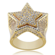 Load image into Gallery viewer, Men&#39;s Hip Hop Rapper Rings AAA CZ Rhinestone Gold Silver Color Iced Out Bling Star Ring Male Female Luxury Jewelry 7-11