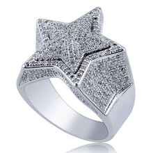 Load image into Gallery viewer, Men&#39;s Hip Hop Rapper Rings AAA CZ Rhinestone Gold Silver Color Iced Out Bling Star Ring Male Female Luxury Jewelry 7-11