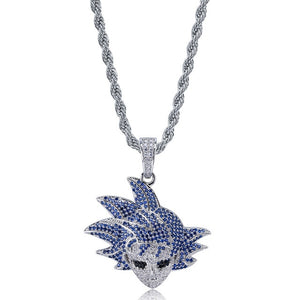 Micro Paved AAA CZ Zircon Dragon Ball Cartoon Characters Supper Saiyan Pendant Necklace Men Hip Hop Bling Ice Out Rapper Jewelry