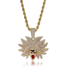 Load image into Gallery viewer, Micro Paved AAA CZ Zircon Dragon Ball Cartoon Characters Supper Saiyan Pendant Necklace Men Hip Hop Bling Ice Out Rapper Jewelry