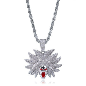 Micro Paved AAA CZ Zircon Dragon Ball Cartoon Characters Supper Saiyan Pendant Necklace Men Hip Hop Bling Ice Out Rapper Jewelry