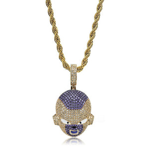 Micro Paved AAA CZ Zircon Dragon Ball Cartoon Characters Supper Saiyan Pendant Necklace Men Hip Hop Bling Ice Out Rapper Jewelry