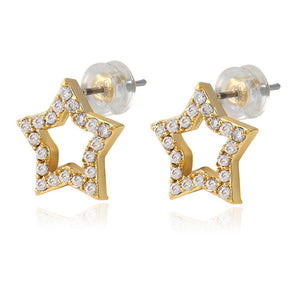 Men's Hip Hop Stud Earring Copper Material AAA CZ Stone Pave Fashion Hollow Star Earring for Men Rock Jewelry Gold Silver Color