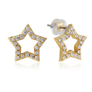 Men's Hip Hop Stud Earring Copper Material AAA CZ Stone Pave Fashion Hollow Star Earring for Men Rock Jewelry Gold Silver Color