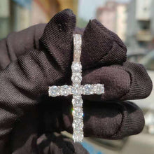 Load image into Gallery viewer, 1 Row AAA CZ Stone Cubic Zirconia Cross Pendants Necklaces Gold Silver Color Men Hip Hop Bling Ice Out Rapper Jewelry No Chain