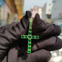 Load image into Gallery viewer, 1 Row AAA CZ Stone Cubic Zirconia Cross Pendants Necklaces Gold Silver Color Men Hip Hop Bling Ice Out Rapper Jewelry No Chain