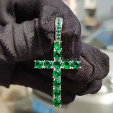 Load image into Gallery viewer, 1 Row AAA CZ Stone Cubic Zirconia Cross Pendants Necklaces Gold Silver Color Men Hip Hop Bling Ice Out Rapper Jewelry No Chain