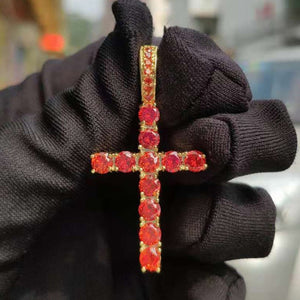 1 Row AAA CZ Stone Cubic Zirconia Cross Pendants Necklaces Gold Silver Color Men Hip Hop Bling Ice Out Rapper Jewelry No Chain