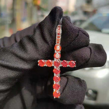 Load image into Gallery viewer, 1 Row AAA CZ Stone Cubic Zirconia Cross Pendants Necklaces Gold Silver Color Men Hip Hop Bling Ice Out Rapper Jewelry No Chain