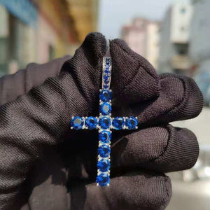 1 Row AAA CZ Stone Cubic Zirconia Cross Pendants Necklaces Gold Silver Color Men Hip Hop Bling Ice Out Rapper Jewelry No Chain