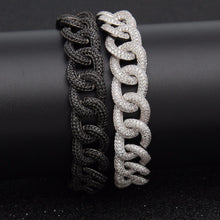 Load image into Gallery viewer, Hip Hop AAA Zircon Paved Bling Iced Out CZ Bracelets Black Silver Color Cuban Miami Link Chain Charm Jewelry Drop Shipping