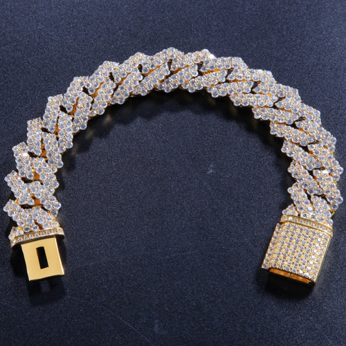 17*205mm Hip Hop AAA CZ Stone Paved Bling Iced Out Miami Curb Cuban Link Chain Bracelet For Men Rapper Jewelry Gold Silver Gift