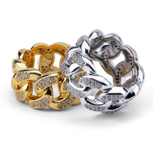 Load image into Gallery viewer, Hip Hop AAA CZ Stone Paved Bling Ice Out Cuban Miami Chain Ring Men Women Fashion Ring Jewelry Silver Gold Gift
