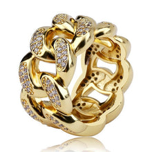 Load image into Gallery viewer, Hip Hop AAA CZ Stone Paved Bling Ice Out Cuban Miami Chain Ring Men Women Fashion Ring Jewelry Silver Gold Gift