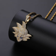 Load image into Gallery viewer, Hip Hop Bling Ice Out AAA CZ Zircon Dragon Ball Cartoon Characters Supper Saiyan GOKU Pendant Necklace Men Rapper Jewelry
