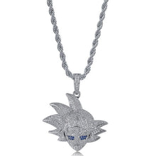 Load image into Gallery viewer, Hip Hop Bling Ice Out AAA CZ Zircon Dragon Ball Cartoon Characters Supper Saiyan GOKU Pendant Necklace Men Rapper Jewelry