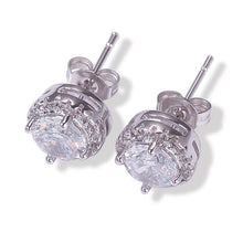 Load image into Gallery viewer, Hip Hop CZ Paved Bling Ice Out Stud Earring Silver Black Color Cubic Zirconia Earrings for Men Women Fashion Jewelry