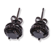 Load image into Gallery viewer, Hip Hop CZ Paved Bling Ice Out Stud Earring Silver Black Color Cubic Zirconia Earrings for Men Women Fashion Jewelry