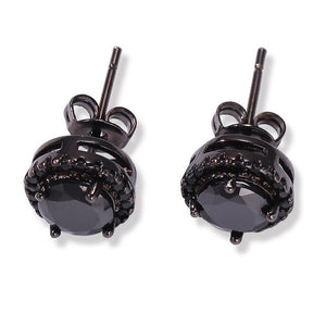 Hip Hop CZ Paved Bling Ice Out Stud Earring Silver Black Color Cubic Zirconia Earrings for Men Women Fashion Jewelry