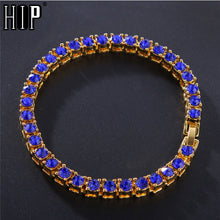 Load image into Gallery viewer, Hip Hop 1Row Bling CZ Iced Out Rhinestone Cubic Zirconia Bracelet Tennis Chain Bracelets For Women Men Jewelry Blue Red Black