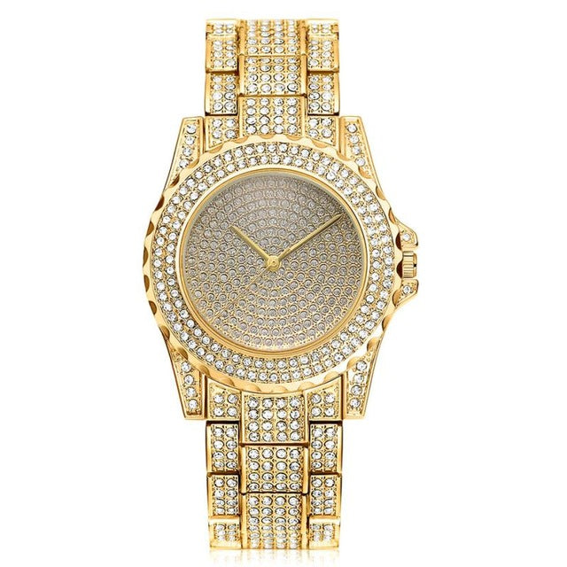 Hip Hop Mens Watches Luxury Date Quartz Wrist Watches With Micropave CZ Stainless Steel Watch For Women Men Jewelry