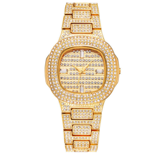 5 Colors Hip Hop Mens Watches Micro Pave CZ Date Quartz Wrist Watches Link Chain Bracelet For Men Jewelry Gold Silver Rose