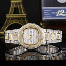 Load image into Gallery viewer, 5 Colors Hip Hop Mens Watches Micro Pave CZ Date Quartz Wrist Watches Link Chain Bracelet For Men Jewelry Gold Silver Rose