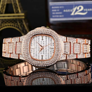 5 Colors Hip Hop Mens Watches Micro Pave CZ Date Quartz Wrist Watches Link Chain Bracelet For Men Jewelry Gold Silver Rose