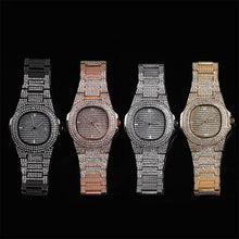 Load image into Gallery viewer, Hip Hop Mens Watches Date Quartz Wrist Watches Gold Color Stainless Steel Watch Link Chain Bracelet For Men Jewelry