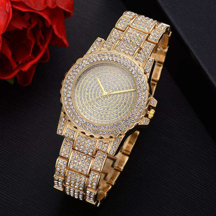 Mens Watches Luxury Date Quartz Wrist Watches With Micropave CZ Stainless Steel Watch For Women Men Hip Hop Jewelry