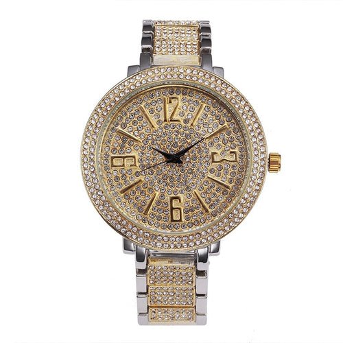 Hip Hop Gold Watches for Women Men Micro Pave CZ Date Quartz Wrist Watches Link Chain Bracelet Charm Jewelry Drop Shipping